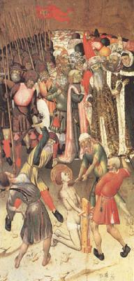 MARTORELL, Bernat (Bernardo) Two Scenes from the Legend of ST.George The Flagellation The Saint Dragged through the City (mk05) France oil painting art